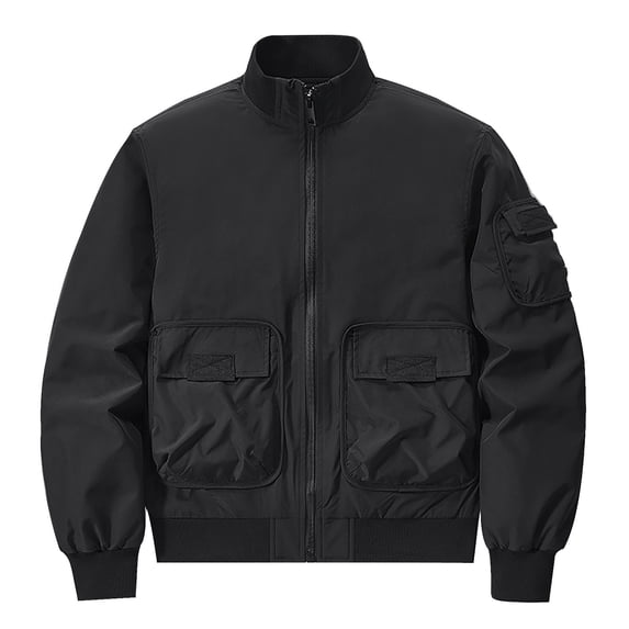 Miluxas 2025 Clearance! Men's Jacket Clearance Lightweight Bomber Jacket Zip Up Windbreaker Casual Spring Fall Jackets with Pockets