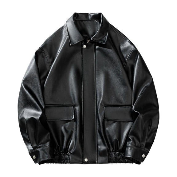 Miluxas Men's Leather Classic Jacket Mens Leather coat with Zip Out