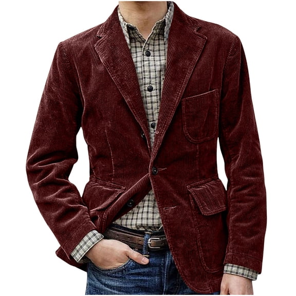 Miluxas Men's Vintage Casual Work Wear Corduroy Suit Blazer Jacket Sport Coat