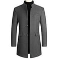 thumbnail image 1 of Miluxas Men's Wool Blend Jacket Winter Slim Fit Trench Coat Stand Collar Single Breasted Short Pea Coat, 1 of 9