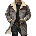 thumbnail image 1 of Miluxas 2025 Clearance! Mens Faux Leather Jacket Clearance Cozy Sherpa Fleece Lined Bomber Jackets Winter Coat Suede Faux Fur Trench Coat, 1 of 6