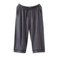 thumbnail image 1 of Miluxas Mens Pajama Capris - Comfy Lounge Sleepwear with Pockets, Men's Summer House Pajama Bottoms, 1 of 7