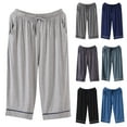 thumbnail image 1 of Miluxas Mens Pajama Capris - Comfy Lounge Sleepwear with Pockets, Men's Summer House Pajama Bottoms, 1 of 3