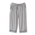 thumbnail image 1 of Miluxas Mens Pajama Capris - Comfy Lounge Sleepwear with Pockets, Men's Summer House Pajama Bottoms, 1 of 3