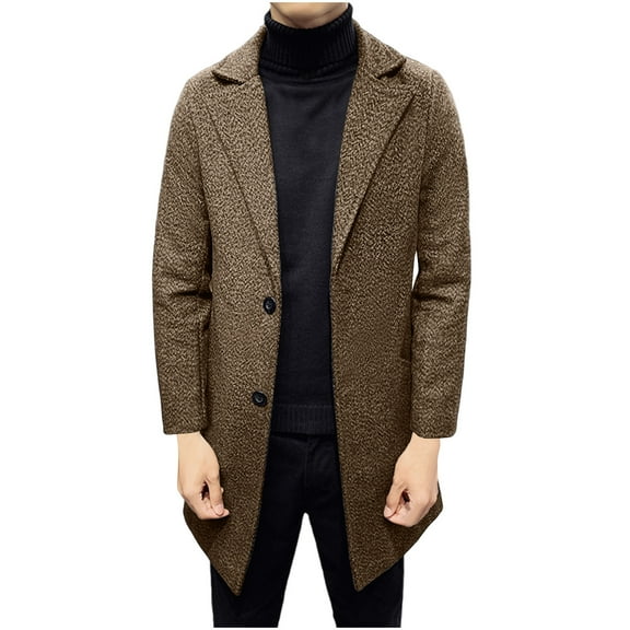 Miluxas Mens Trench Coat Collar Single Breasted Peacoat Winter Overcoat