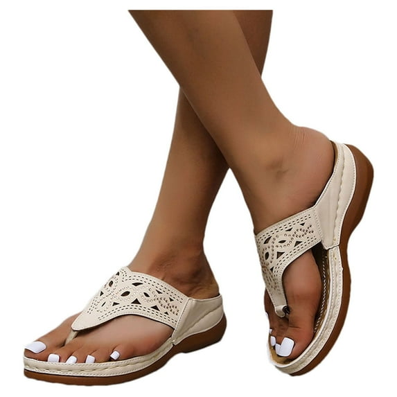 Miluxas Sandals Women Flip Flops : Wedge Platform Comfortable Beach Shoes Dressy Summer Sandals for Women Casual Slides