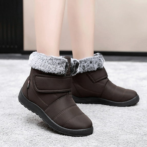 Miluxas Snow Boots for Women Winter : Warm Fur Lined Ankle Booties Comfortable Waterproof Slip On Lightweight Womens Boots