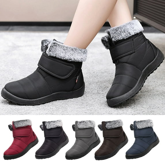 Miluxas Snow Boots for Women Winter : Warm Fur Lined Ankle Booties Comfortable Waterproof Slip On Lightweight Womens Boots