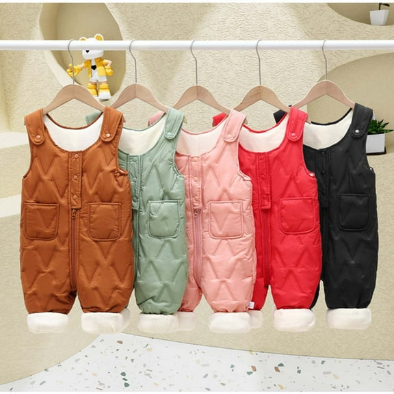 Miluxas Toddler Snowsuit Cute Baby Suit Newborn Winter Coat Warm Sleeveless Jumpsuit for Boys Girls