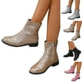 thumbnail image 1 of Miluxas Women Sequin Cowboy Boots Glitter Chunky Heel Sparkly Cowgirl Ankle Boots, 1 of 5