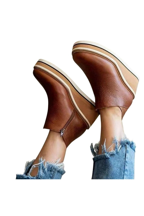 Women's Chelsea Ankle Boots Wedge Heel Booties Casual Shoes for Women