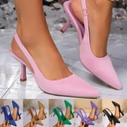 MILUXAS Women’s Closed Toe Kitten Heels Pointed Toe Slingback Low Heels Dress Bridal Wedding Pumps Shoes