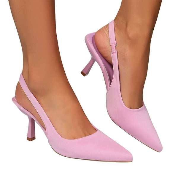 Miluxas Women’s Closed Toe Kitten Heels Pointed Toe Slingback Low Heels Dress Bridal Wedding Pumps Shoes