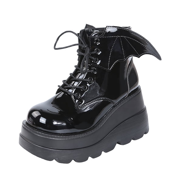 Miluxas Women's Combat Ankle Boots Low Heel Lace-up Booties
