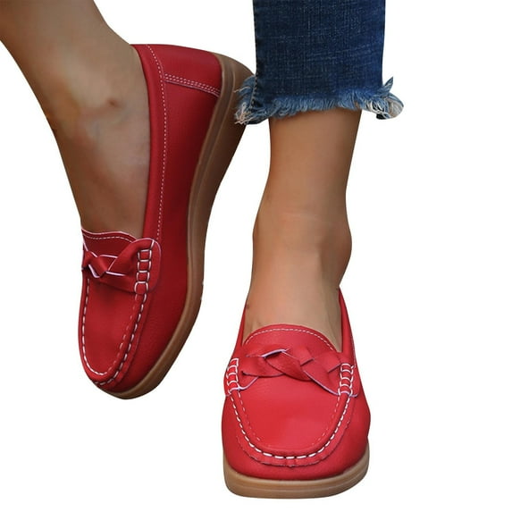 Miluxas Women's Comfortable Dressy Slip-on Loafers Business Casual Work Shoes Office, Faux Leather Arch Support Round Toe Flats Shoes