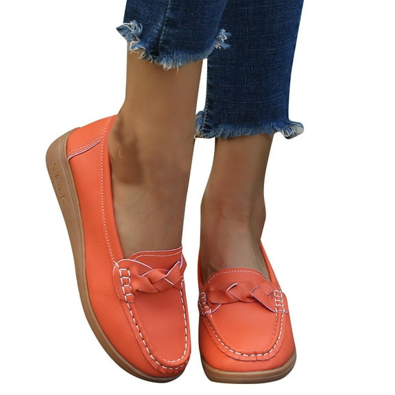 Miluxas Women's Comfortable Dressy Slip-on Loafers Business Casual Work Shoes Office, Faux Leather Arch Support Round Toe Flats Shoes