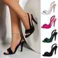thumbnail image 1 of Miluxas 2025 Clearance! Women's High Stilettos Open Square Toe Ankle Strap Heels Clearance Fashion Comfort Dress Shoes Wedding Bridal Pumps Heeled Sandals, 1 of 6