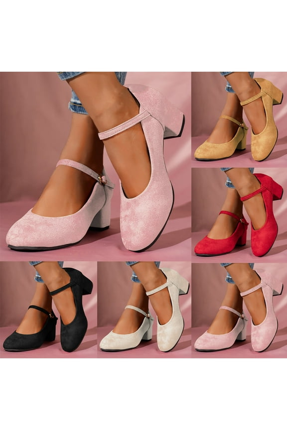 Women's Mary Jane Shoes Low Block Heel Round Toe Dress Office Work Church Pumps