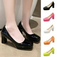 thumbnail image 1 of Miluxas 2025 Clearance! Women's Pumps Clearance,Low Chunky Block Heels,Square Toe Patent Women Dress Shoes for Party Office, 1 of 8