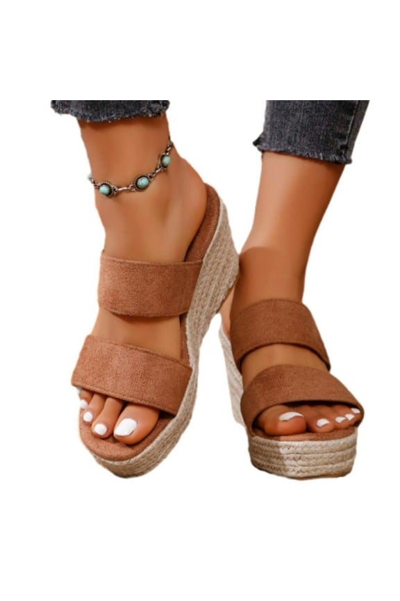 Womens Espadrille Wedge Sandals Heels Open Toe Platform High Heeled Dress Wedges Shoes