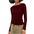 thumbnail image 1 of Miluxas Womens Long Sleeve Shirts Basic Spring Crop Tops Fall Fashion Layering Slim Fitted Y2k Tops, 1 of 6