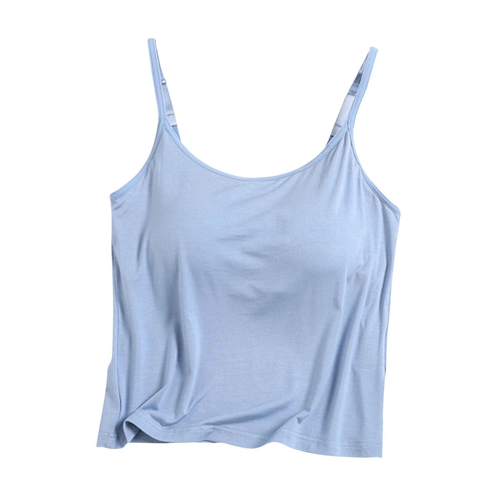 Elabch Tank Tops With Built In Bra For Women Plus Size Adjustable Spaghetti Strap Camisole Basic Undershirt With Shelf Bra Size S 4xl