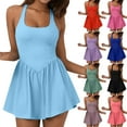thumbnail image 1 of Miluxas Womens Tennis Dress Built in Shorts & Bra Exercise Workout Dress Golf Athletic Dresses Jumpsuits Gym Yoga, 1 of 9