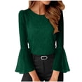 thumbnail image 1 of Miluxas 3/4 Sleeve Sequin Tops for Women Sparkly Top Shiny Glitter Sheer Mesh Bell Sleeve Blouses Shirt Sparkle Party Outfit Army Green XXL(XXL), 1 of 8