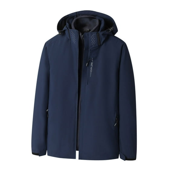 Miluxas 3-in-1 Waterproof Winter Jacket Hooded Fleece Lined Outdoor Sports Coat for Men Multiple Colors Dark Blue