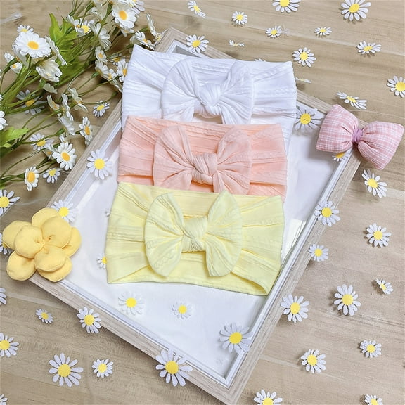 Miluxas 3PC Super Stretchy Soft Knot Baby Girl Headbands with Hair Bows Head Wrap Hair Accessories for Newborn Baby Girls Infant Toddlers Kids