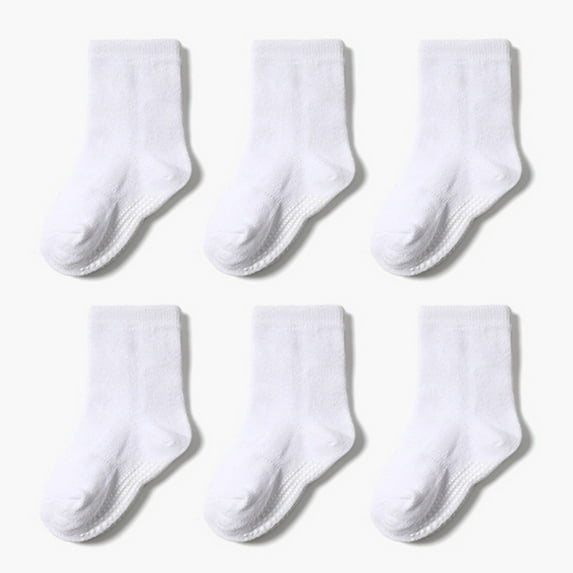 Miluxas 6 Pack Non Slip Kids Toddler Baby Socks with Grips Clearance Girls Boys Cotton Ankle Socks Multi Colors C XL