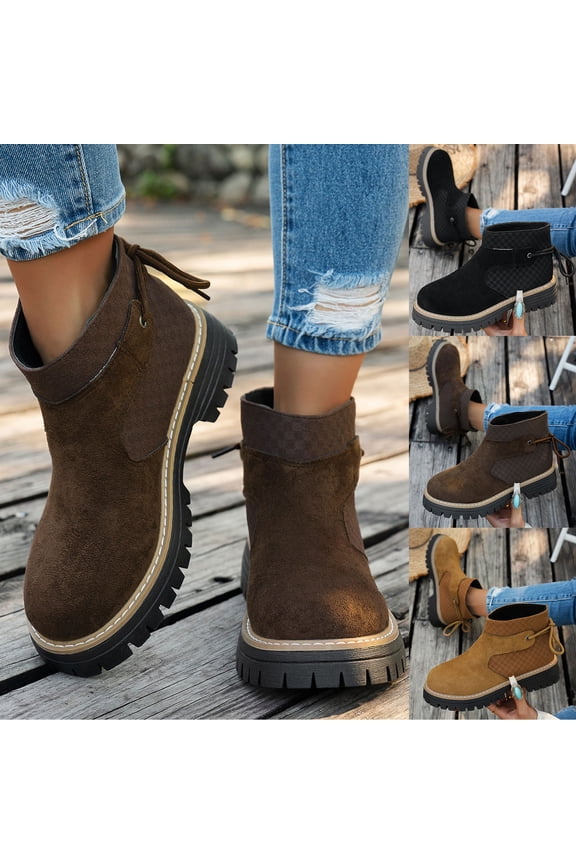 Ankle Boots for Women Low Heel,Fall Boots for Women,Women's Ankle Boot,Chunky Heel Chelsea Boot Coffee 9.5(43)