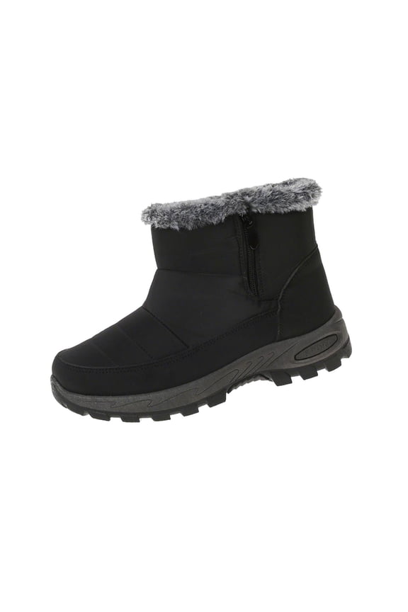 Ankle Winter Boots for Women Warm Women's Snow Mini Boot Lightweight Anti Slip Fuzzy Classic Comfort Shoes Short Booties for Indoor Outdoor Black 7(39)