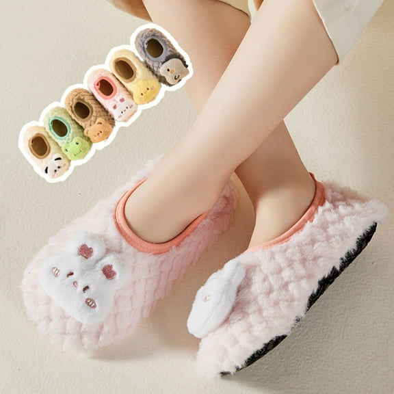 Miluxas Baby Booties Cozy Fleece Slippers Soft Baby Shoes with Gripper Soles, Winter Warm Infant Newborn Crib Sock Shoes First Walkers Yellow XS(XS)