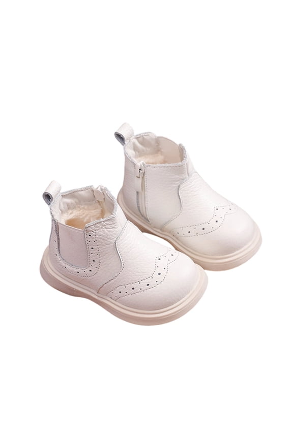 Baby Boy Girl Snow Boots Waterproof Winter Warm Booties Nonslip Lightweight Outdoor Shoes for First Walkers (Infant/Toddler) White 1 Years