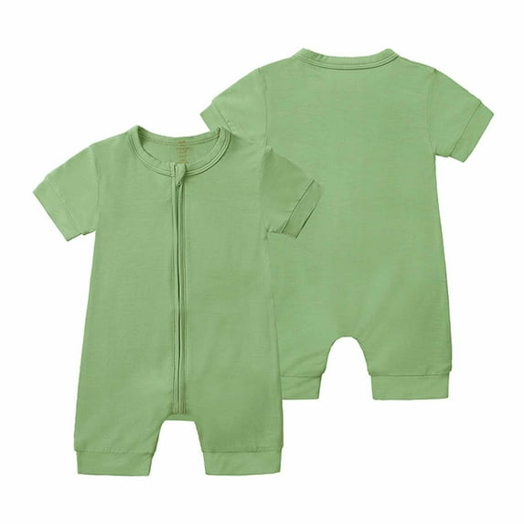 Miluxas Baby Clothes Newborn Toddler Baby Girls Boys Bodysuit Summer Sleeveless Zipper One-piece Romper Jumpsuit Green 3-6 Months