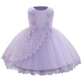 thumbnail image 1 of Miluxas Baby Girl Christening Baptism Gown Flower Embroidery Tutu Dress Special Occasion Purple 1 Years, 1 of 9
