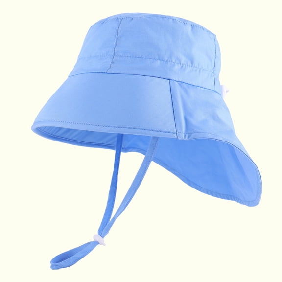 Miluxas Baby Girl Sun Hat Outdoor Adjustable Solid Color Beach Hat Brim Bucket Hats Sky Blue 1-3Years