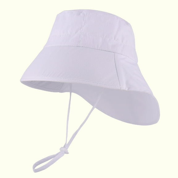 Miluxas Baby Girl Sun Hat Outdoor Adjustable Solid Color Beach Hat Brim Bucket Hats White 3-6Years