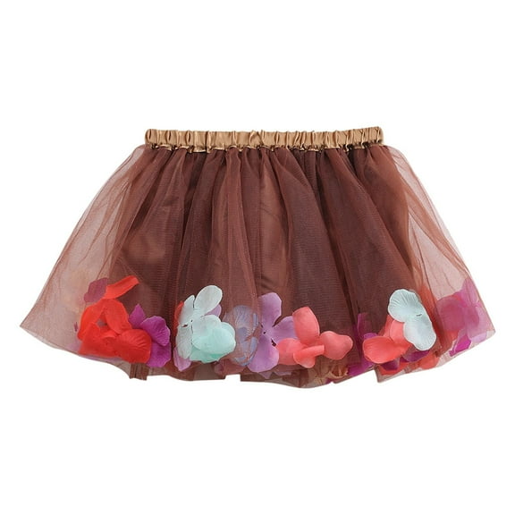 Miluxas Baby Girl Tutu Skirt Toddler Flower Tulle Skirts Little Girls Short Skirt Kid Holiday Birthday Outfits Coffee 3 Years