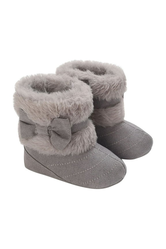 Baby Girls Boys Snow Boots Soft Sole Warm Winter Booties Anti-Slip Toddler Walker Newborn Shoes Gray 5.5(12)