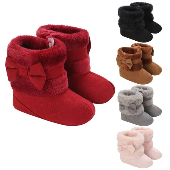 Miluxas Baby Girls Boys Snow Boots Soft Sole Warm Winter Booties Anti-Slip Toddler Walker Newborn Shoes Red 6.5(13)
