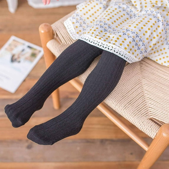 Miluxas Baby Girls Tights Cable Knit Leggings Stockings Clearance Pantyhose Infants Toddlers Black 6-8 Years
