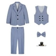 thumbnail image 1 of Miluxas Baby Toddler Boy 5 Pcs Set formal Tuxedo Suits No Tail Wedding Christening Baptism Outfits Blue 5 Years(120), 1 of 6