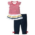 thumbnail image 1 of Miluxas Baby Toddler Girls Summer Clothes Casual Clothing Suit Short Sleeve Striped T-Shirt Pants Watermelon Red 3 Years, 1 of 5