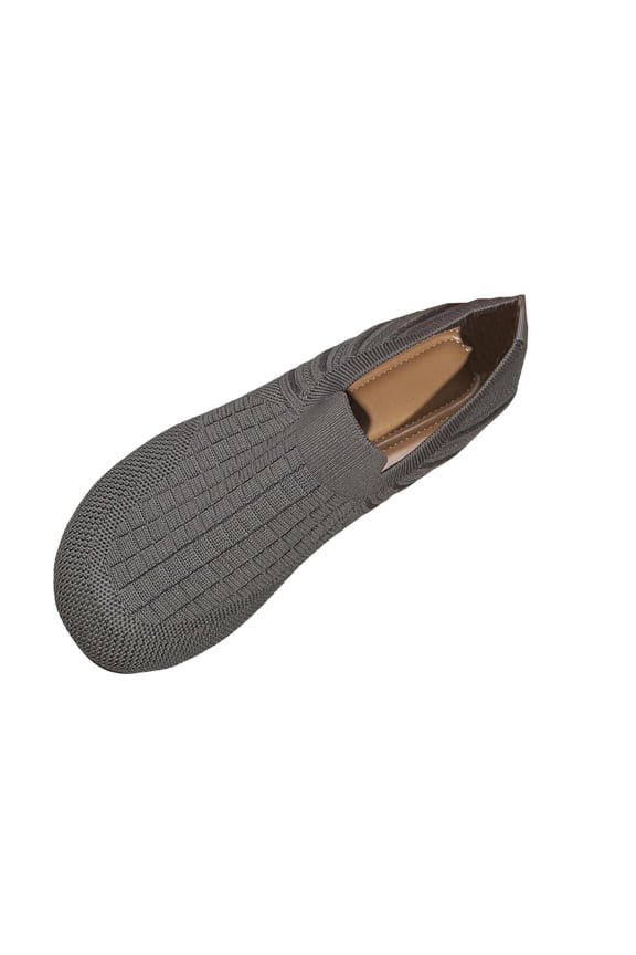 Ballet Flats for Women Soft Slip on Flat Shoes Knit Round Toe Work Flat Mesh Woman Walking Shoes Comfortable Casual Gray 7(39)