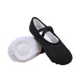thumbnail image 1 of Miluxas Ballet Shoes for Girls, Canvas Dance Practice Slippers Split Soft Leather Flat Sole Yoga Gymnastics Shoes (Toddler/Little/Big Kid) Black 3(38), 1 of 3