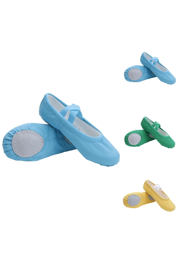 Ballet Shoes for Girls, Canvas Dance Practice Slippers No-Tie Sole Yoga Gymnastics Shoes(Toddler/Little Kid/Big Kid) Yellow 3.5(39)