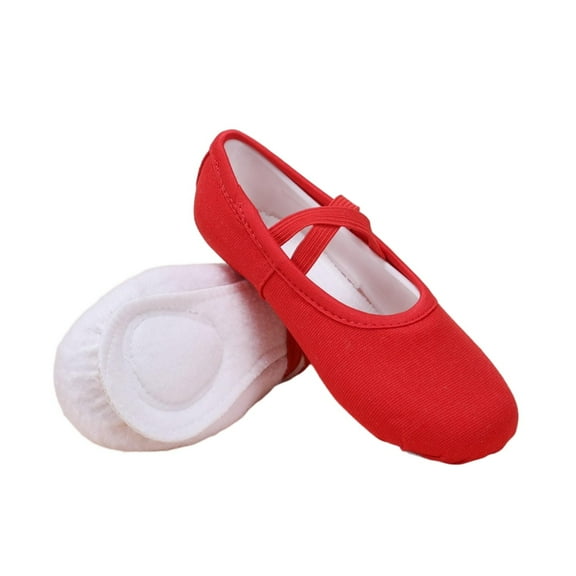 Miluxas Ballet Shoes for Girls/Toddlers/Kids, Canvas Yoga Shoes/Ballet Slippers for Dancing Red 9.5(26)