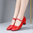 thumbnail image 1 of Miluxas Ballroom Dance Shoes for Women Classic Dance Heels Prom Shoes for Woman Latin Salsa Dancing Heels,Glitter Leather Closed Toe Heels Shoes for Outdoors Red 6(37), 1 of 9